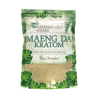 Remarkable Herbs Kratom Powder Bag Green Vein Maeng Da 8oz